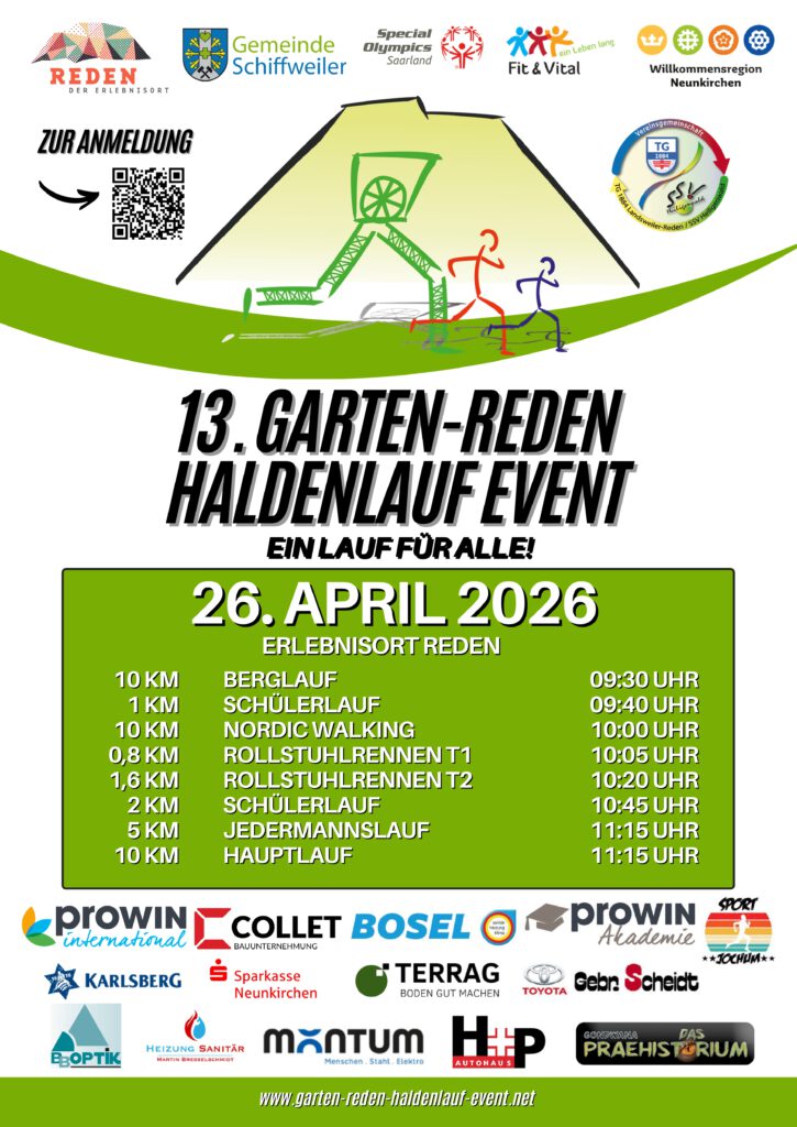 13. Garten-Reden Haldenlauf 2026 – Ein Lauf für alle